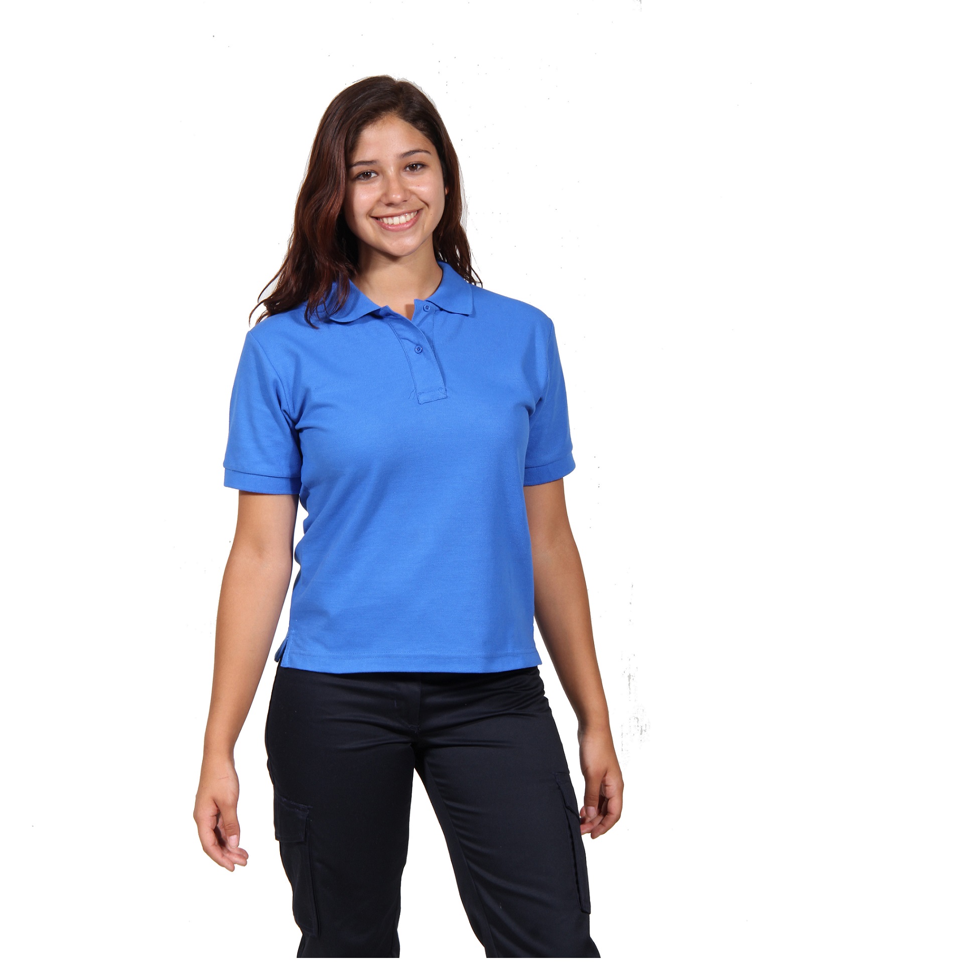 90 Grados - Polera Pique Mujer Manga Corta Azulino Protección Uv