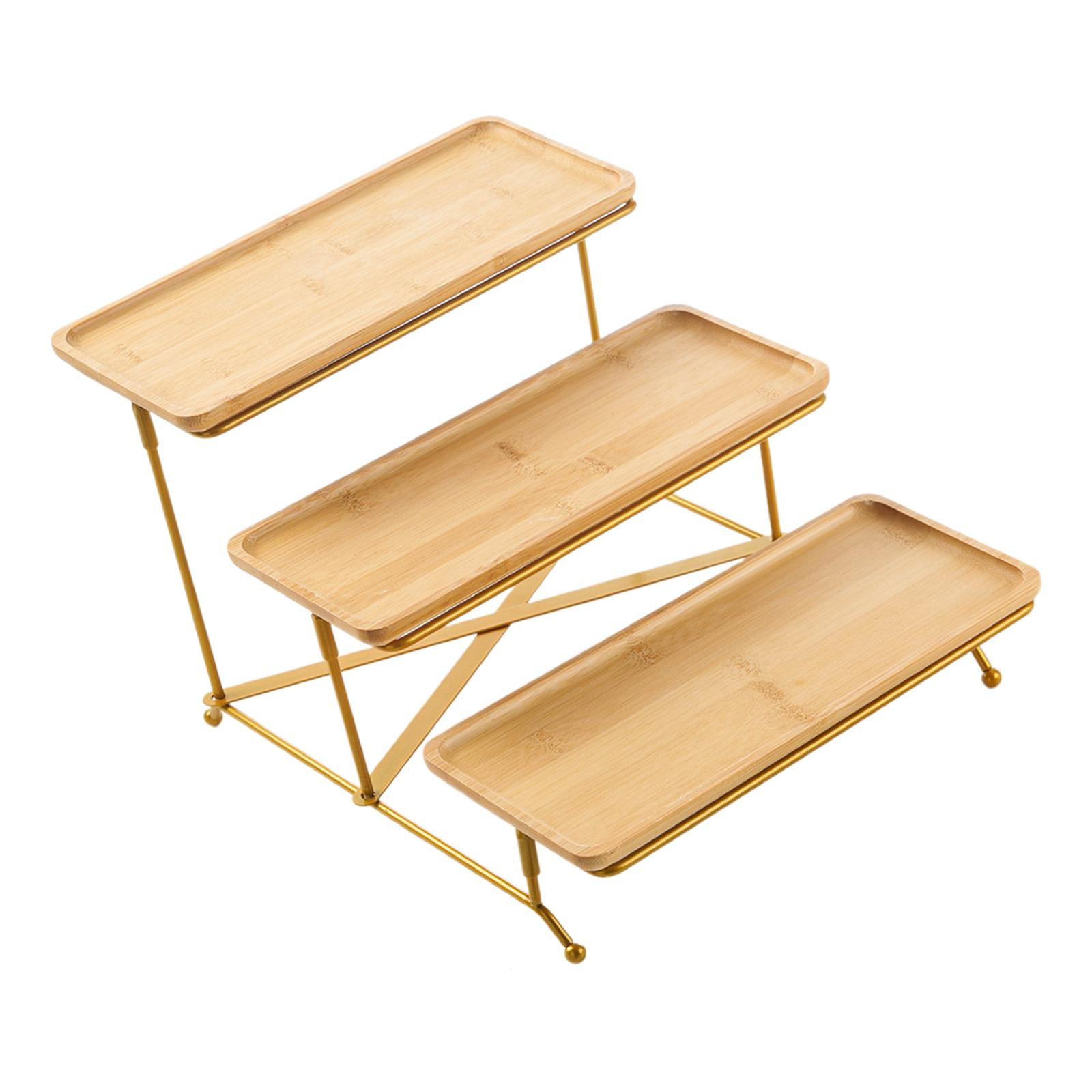 Magideal - Juego De Bandejas Para Servir De 3 Niveles, Juego De Exhibición De Mesa, Bandeja Para Servir En Niveles, Bandeja Para Servir Para Cupcakes, Pasteles, Estante Dorado
