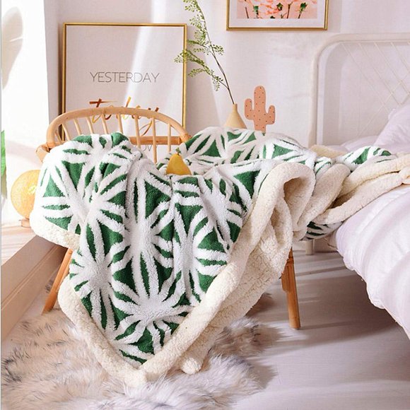 Manta UKELER de franela verde Sherpa 150 x 125 cm