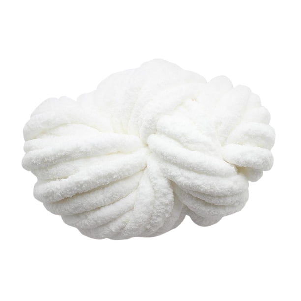 Hilo Grueso De Chenilla Lavable, Hilo Súper Voluminoso Para Tejer A Ganchillo, Blanco Puro