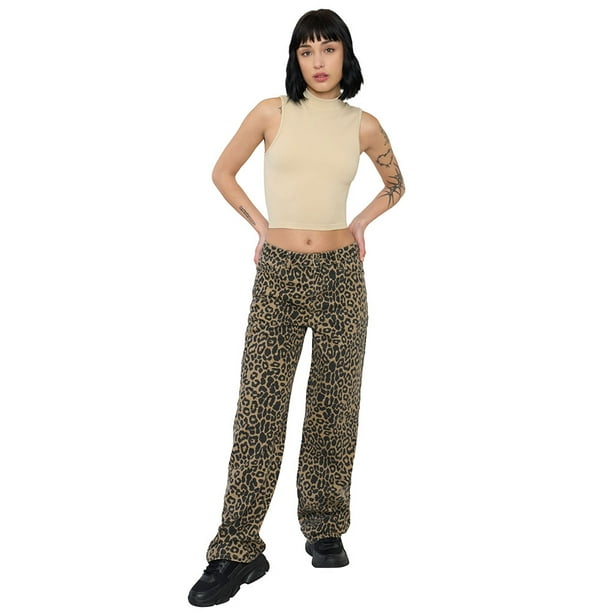 Jeans Mujer Fit Noventero Animal Print Café Corona