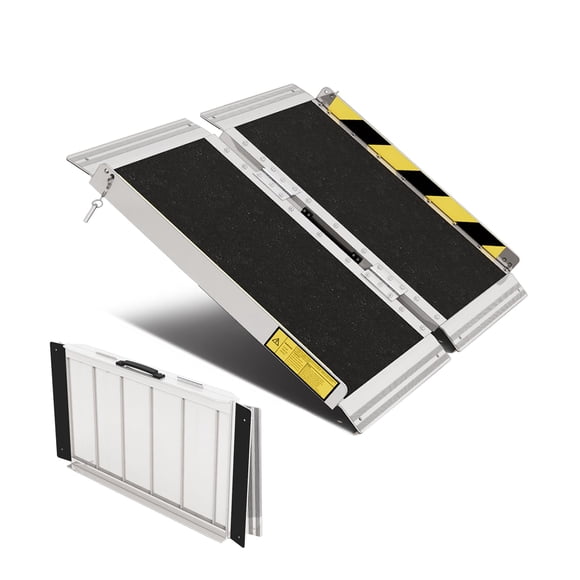 Rampa para silla de ruedas EXFORGE, 60 cm, tapa antideslizante de aluminio y 272 kg.