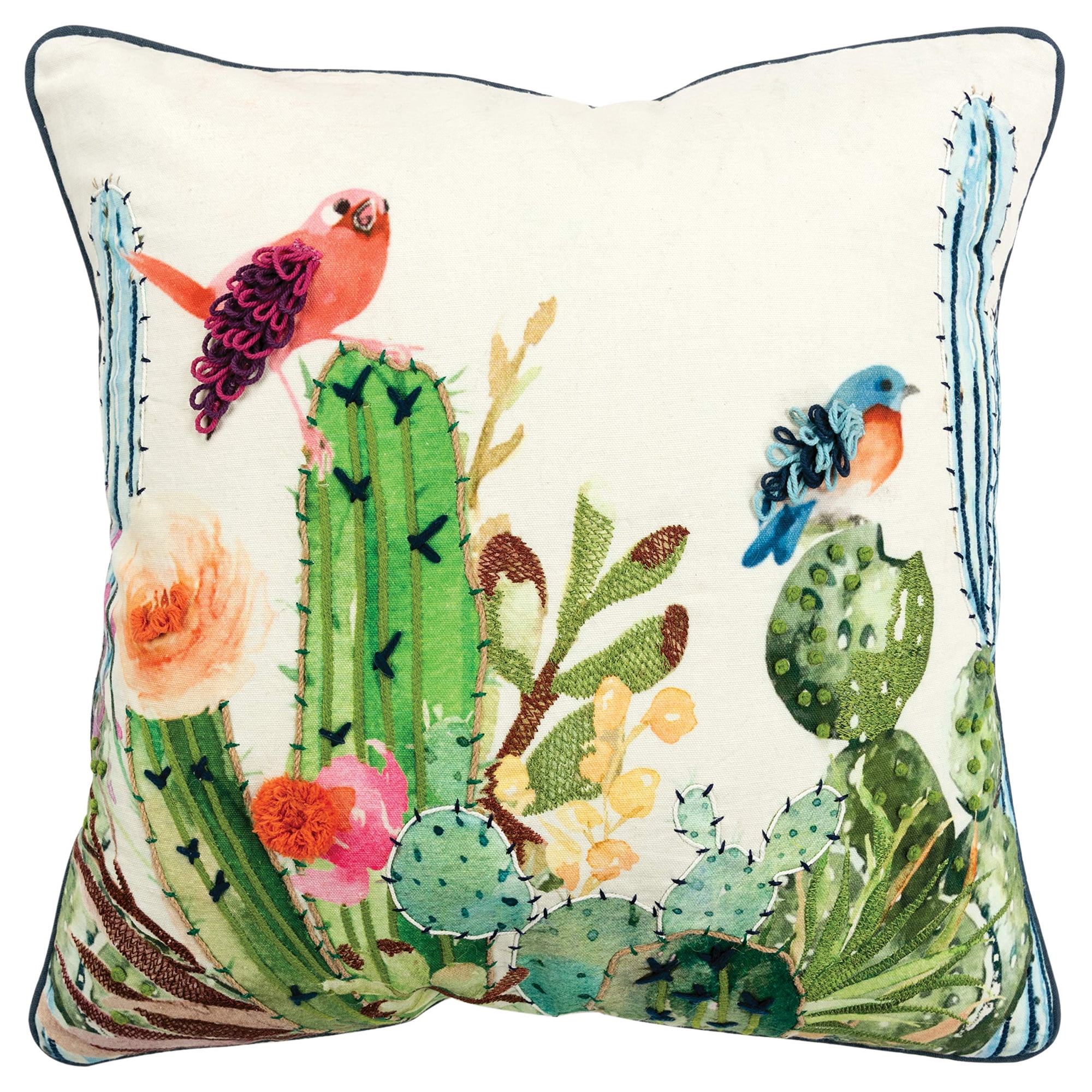 Almohada Rizzy Home De 50 X 50 Cm De Plumón Con Funda De Algodón Botánico