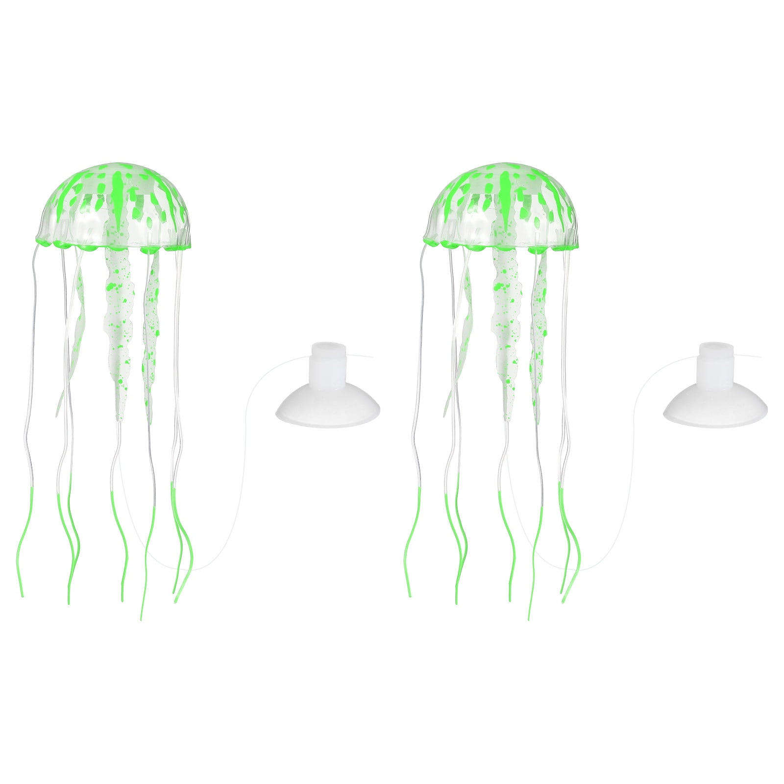 Decoración de Acuario con Medusas Uxcell, Decoraciones para Tanque de Peces Medusa Falsa Brillante de Silicona, (Verde, S, 2 Piezas), Destinado para Decoración de Tanque