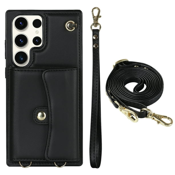 Crossbody PU Leather Phone Case For Samsung Galaxy S23 S22 Plus Note 20 Ultra Wallet Card Slots Magnetic Lanyard Cover