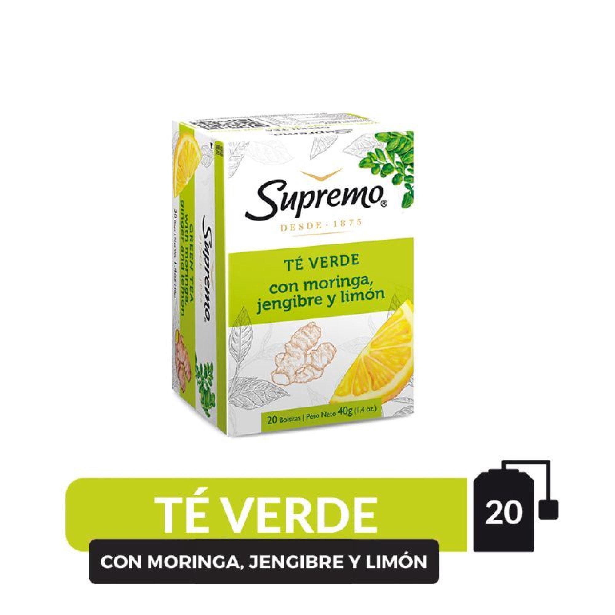 Té Verde Con Moringa, Jengibre Y Limón Caja 40 g Superior