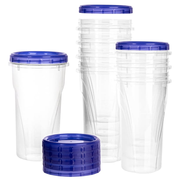 Contenedores de delicatessen PLASTICPRO Twist Top, 48 onzas, transparentes, paquete de 8