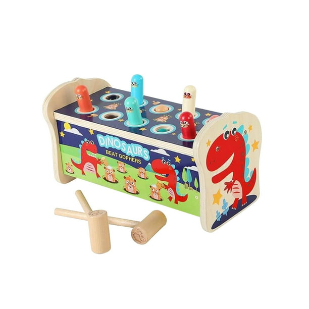 Juego de golpeteo, juguete de actividad preescolar, coordinación mano-ojo, banco de golpeteo de madera, juguete Montessori, para niños pequeños de 1 a