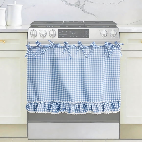 Falda Y Cortina Para Horno De Algodón Mezcla Azul A Cuadros