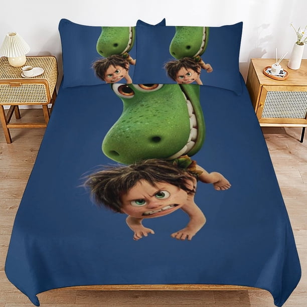 The Good Dinosaur Cartoon Bedding Sets Ultra Soft Skin-Friendly Duvet Cover 3 Piece, Cute Comforter Cover Bed Set for Boys Girls Kids