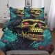 thumbnail image 1 of Funda nórdica con calavera gótica para niños, ropa de cama 3D, funda de edredón creativa con calavera para niñas, niños y adolescentes con almohada, 3 piezas, microfibra suave., 1 of 3