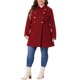thumbnail image 4 of Abrigos de invierno para mujer de talla grande Agnes Orinda, chaqueta de abrigo de doble botonadura 4X Rojo oscuro, 4 of 8