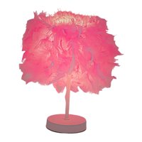 Ioensy - Escritorio Noche Luces Plumas Sombra Lámpara De Mesa Para Boda Cabecera Hogar Rosa