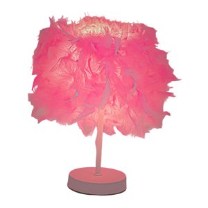 Ioensy - Escritorio Noche Luces Plumas Sombra Lámpara De Mesa Para Boda Cabecera Hogar Rosa