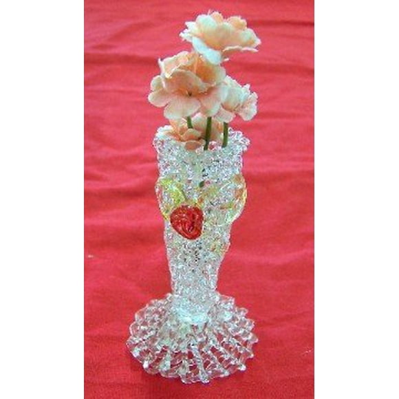 Florero de vidrio Feng Shui Import pequeño de 12.7 cm con flores artificiales de ninón