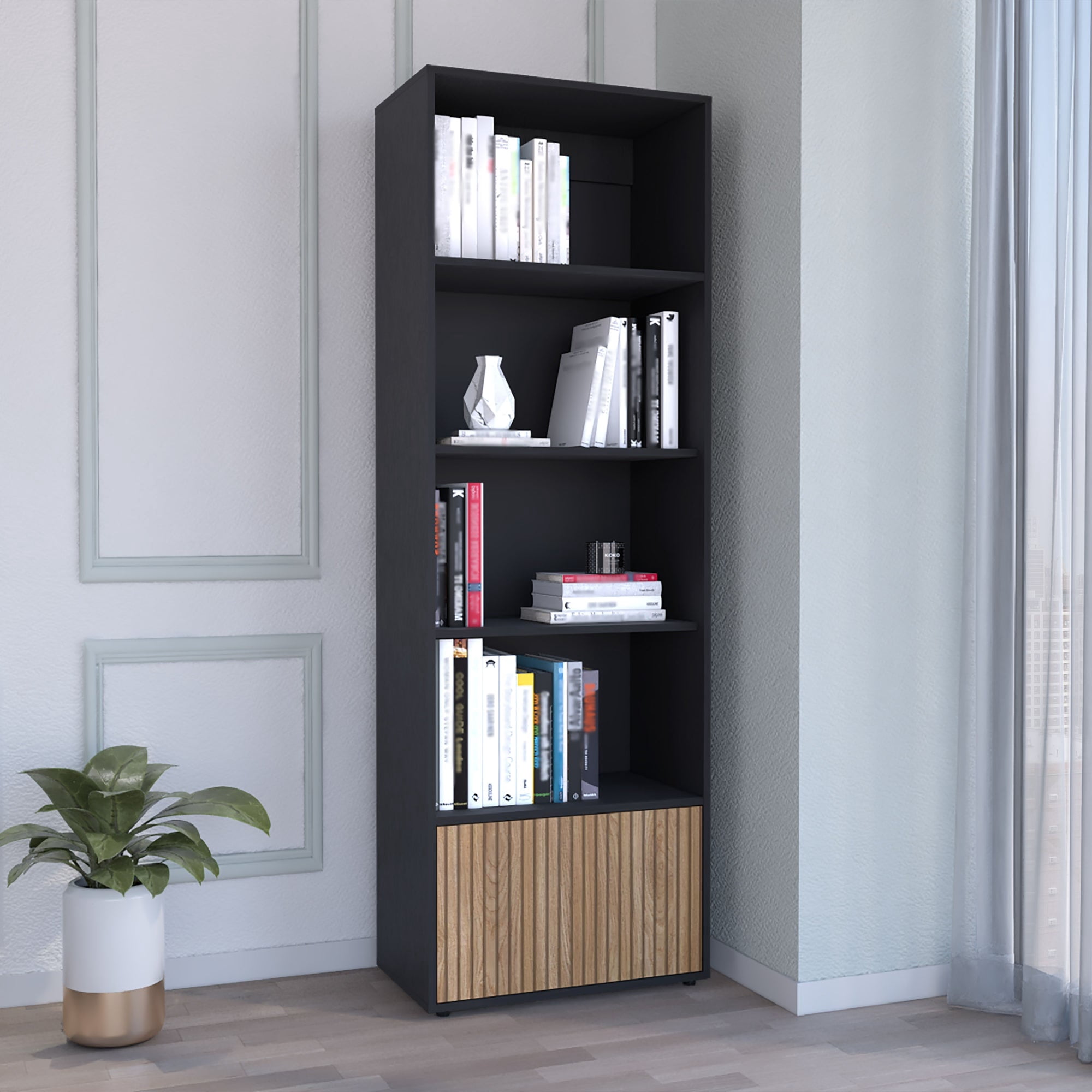 Tuhome - Biblioteca Funes Eco 1 Puerta Wengue 180x60x35 Cm
