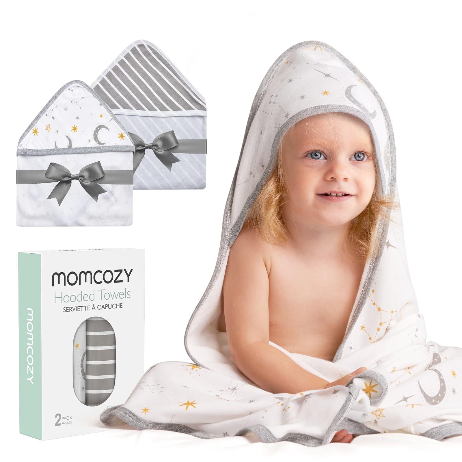 Toalla De Baño Para Bebé Con Capucha Momcozy 35 X 35 Pulgadas Cielo Estrellado