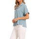 thumbnail image 4 of INSPIRE CHIC Blusas de Negocios Casual para Mujeres Elegantes Casual Cuello en V Manga Corta Camisas Abotonadas Relajadas Tops de Trabajo M Azul, 4 of 6