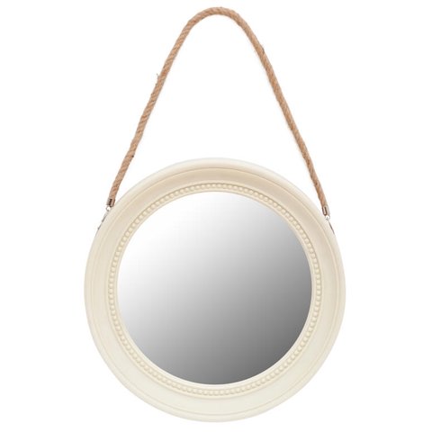 Vgo - Espejo Redondo Blanco 33X33X3.5 Con Soga