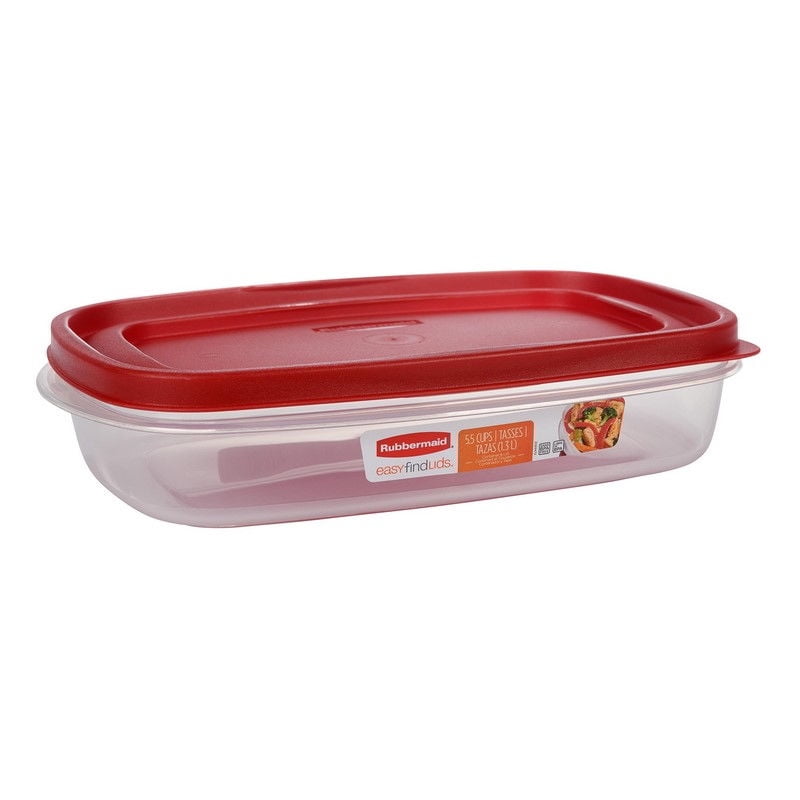 Rubbermaid - Hermético Easy Finds Lids Rectangular 1.3l Polipropileno 1 Pieza Transparente - Rojo