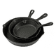 thumbnail image 1 of Juego de sartenes de hierro fundido, 3 piezas, Cukin, negro, 1 of 3