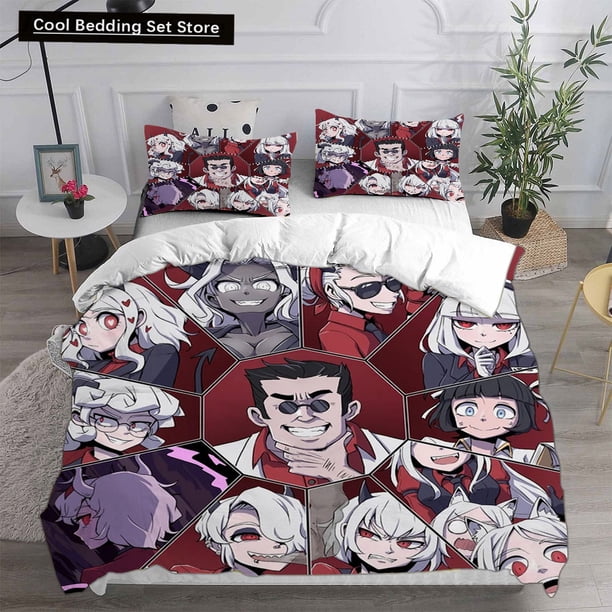 x1525 Bed SheetsGame Helltaker Bedding Sets Comforter Quilt Bed Cover Duvet Cover Pillow Case - Pieces Sets Bedroom Decoration Home Textiles 3-Piece Bedding Set (1 Duvet Cover + 2 Pillow Shams) nj1525