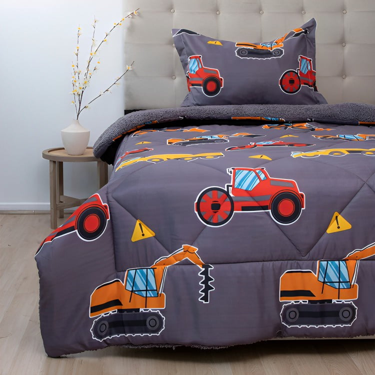 Plumón Estampado Deluxe Sherpa Kids 1.5 Plazas / Tractores – Doral