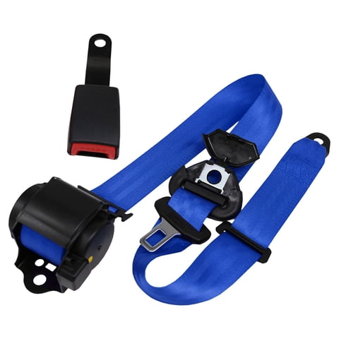 Ioensy - Cinturón De Seguridad De Coche De 3 Puntos Cinturón De Seguridad Retráctil Automático Para Autobuses Go Kart Azul