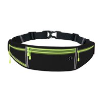 Ioensy - Riñonera Con Cinturón Para Correr, Riñonera Elástica Para Correr, Para Caminar, Viajar, Senderismo, Negro Y Verde