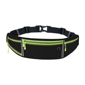 Ioensy - Riñonera Con Cinturón Para Correr, Riñonera Elástica Para Correr, Para Caminar, Viajar, Senderismo, Negro Y Verde