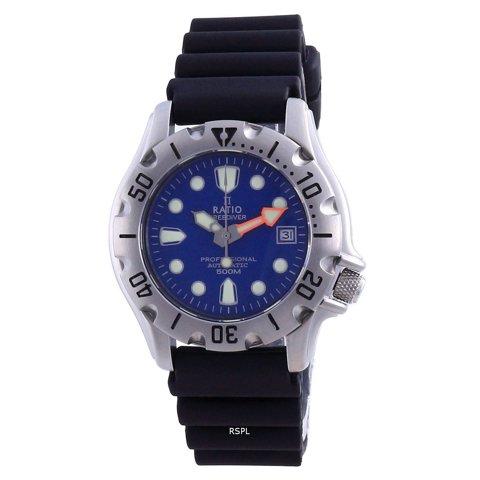 Reloj Ratio Freediver Profesional 500M Zafiro Automático 32Bj202A-Blu Para Hombres