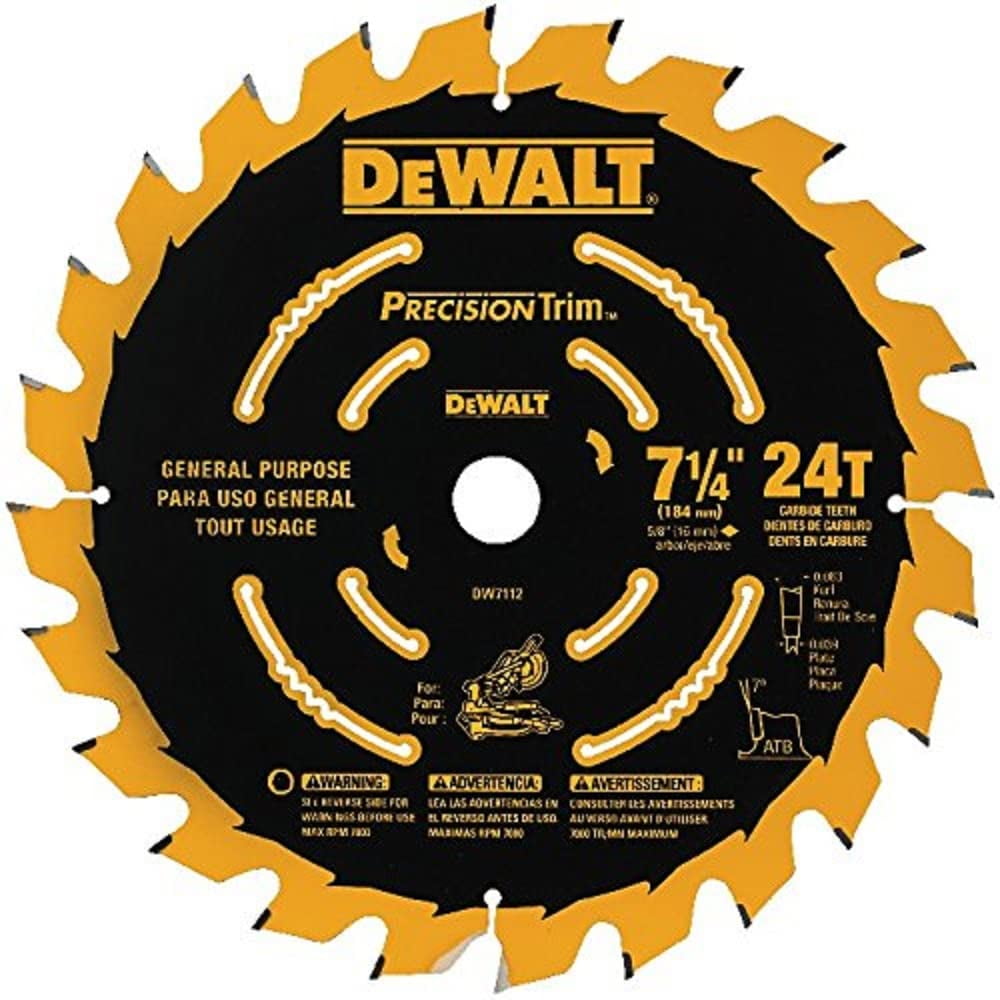 Dewalt - Hoja De Sierra Ingletadora Dw7112pt 24t Precision Trim 7 1 4 Pulgadas