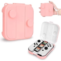 Genérico - Estuche Portátil Para Guardar Los Joycons De Switch/Oled, Diseño De Gancho De Gato, Caja Protectora De Transporte Para Viajes Con Ranuras Para Tarjetas De Juego Y Cordón -Rosa