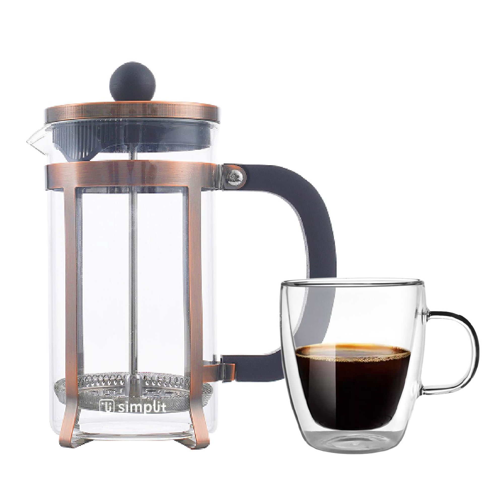Pack Cafetera Francesa 600 Ml + Taza Vidrio 350ml Simplit