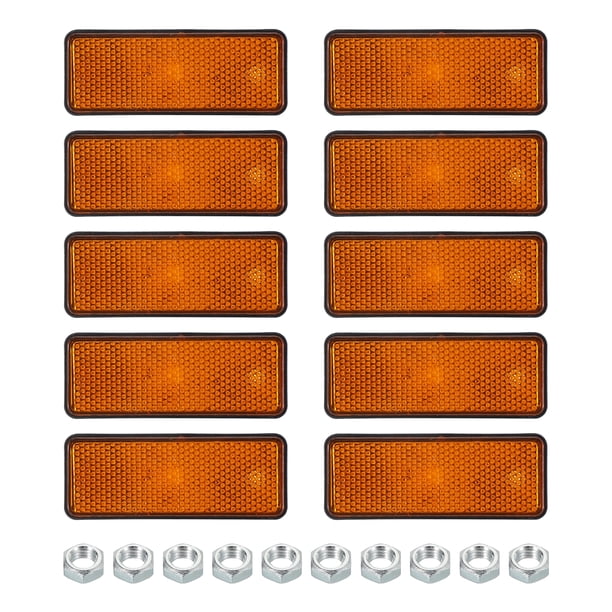 10 Piezas de Reflectores Traseros Rectangulares, Reflector de Advertencia de Seguridad Amarillo