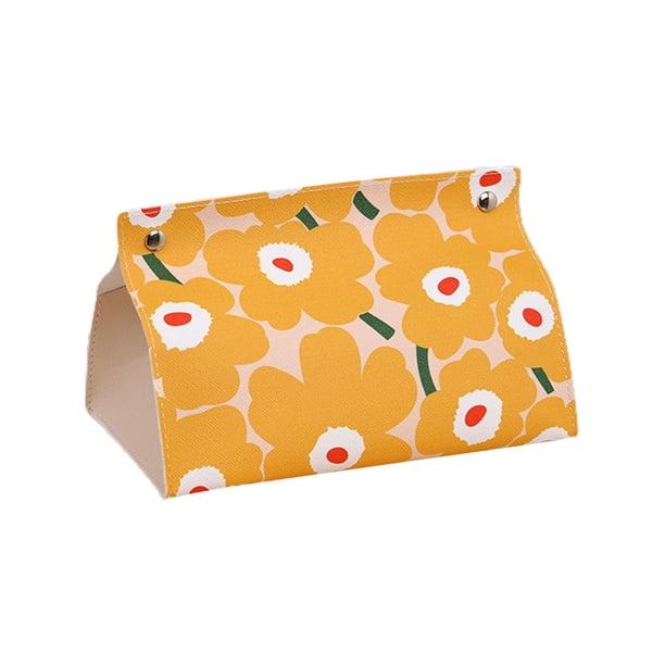 Suministros De Caja De Pañuelos Dormitorio Accesorios De Cuero De PU Almacenamiento Sala De Estar Amarillo