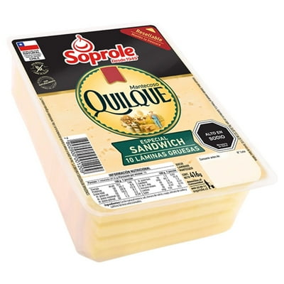 Queso Mantecoso Quilque Laminado Grueso 416 G Soprole