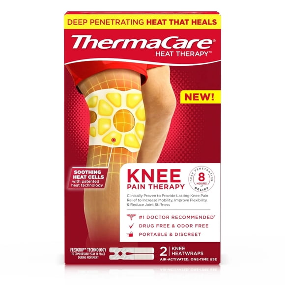 ThermaCare Fajas térmicas para rodilla, alivio del dolor hasta 8 horas, 2 unidades