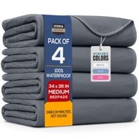 Almohadillas Lavables Utopia Bedding, 34 X 36 Cm, Impermeables (Paquete De 4)