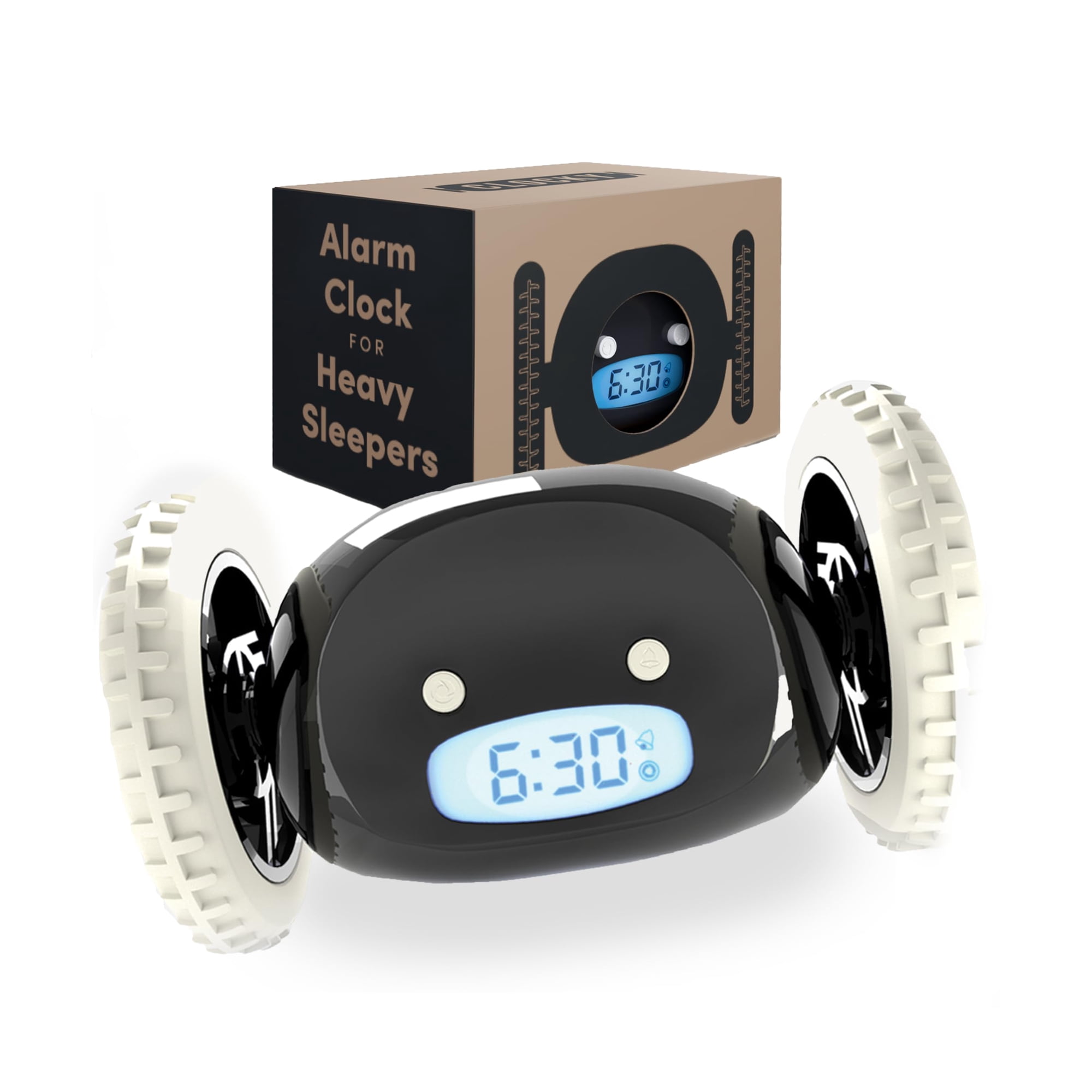 Clocky - Reloj Despertador Con Ruedas Para Personas Que Duermen Mucho (negro)