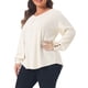 thumbnail image 4 of Agnes Orinda Conjuntos de Halloween Blusas de Talla Grande para Mujer Cuello en V Manga Larga Globo Botón Decorativo Plisada Elegante Blusa 2X Albaricoque, 4 of 6
