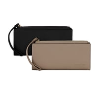 Carven Paris - Pack 2 Billeteras De Mujer Delia Negro Y Taupe