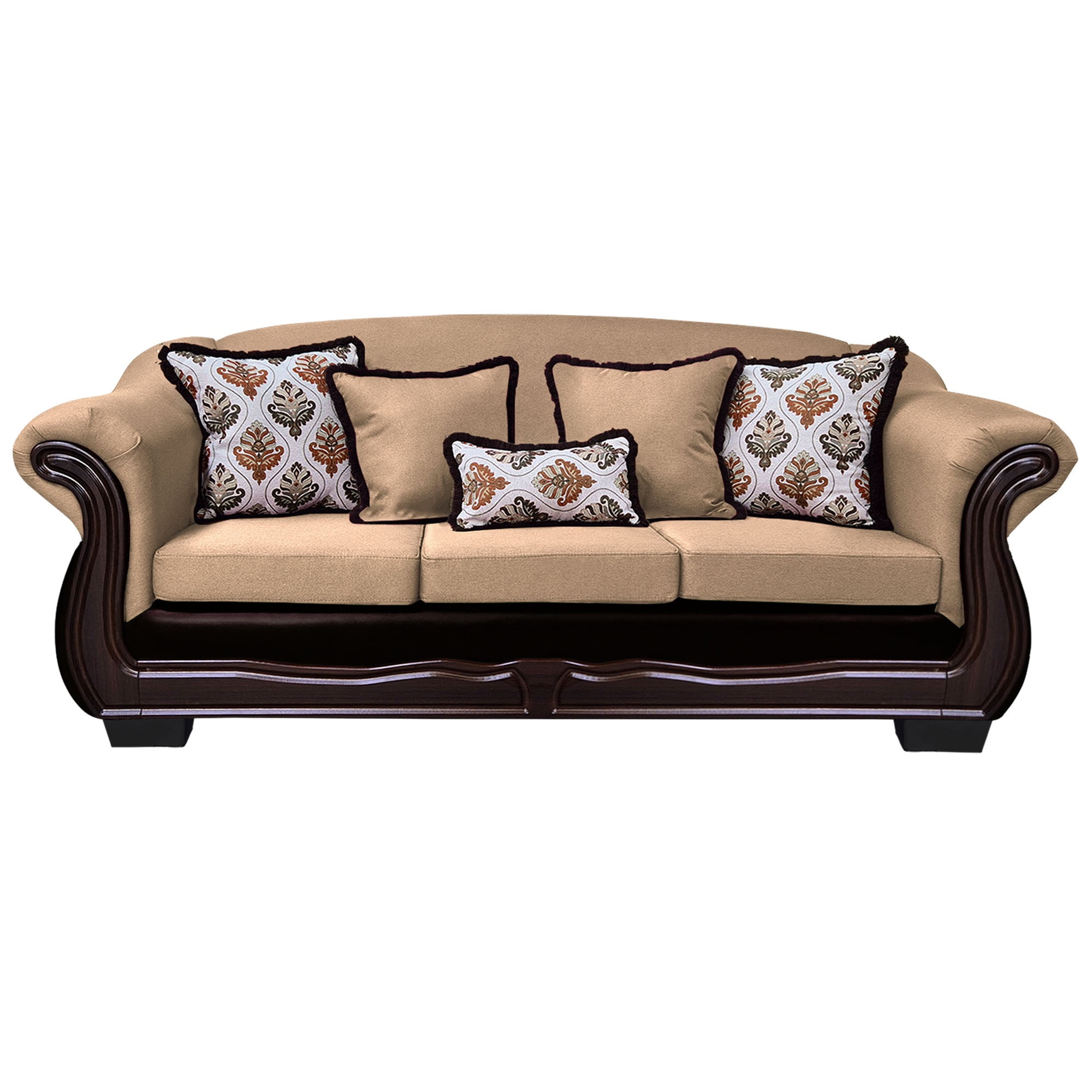 América Decora - Sofá Con Resorte Estructura Búfalo 4 Personas Chenille+pu Beige