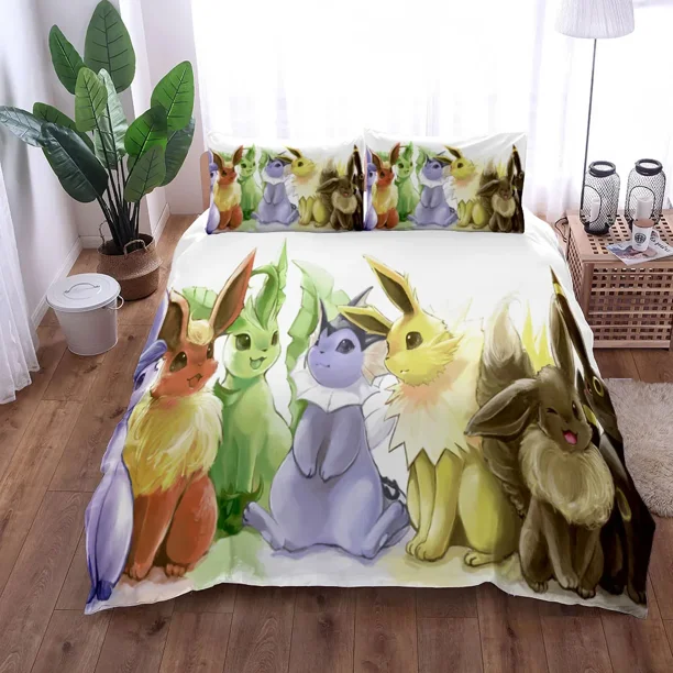 Adorable Cartoon Character Stickers Duvet Cover UK Double US Bed Linen Set Bed Sheets