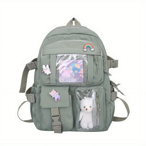 Upgrade Your School Style with our Waterproof College Backpack - Perfect for High School and College Students with Large Capacity and Thickened Material, Double Shoulder Bag with Random Badge Card Sty