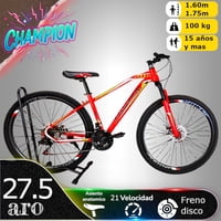 Vipnetwork - Bicicleta Aro 27.5 Champion 21 Veloc Y Freno Disco Rojo