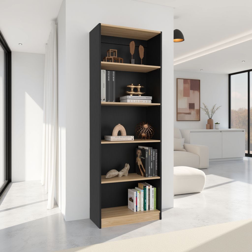 Tuhome - Estante 4 Repisas Home E3 180,6x62,8x29,9 Cm Wengue Y Fresno