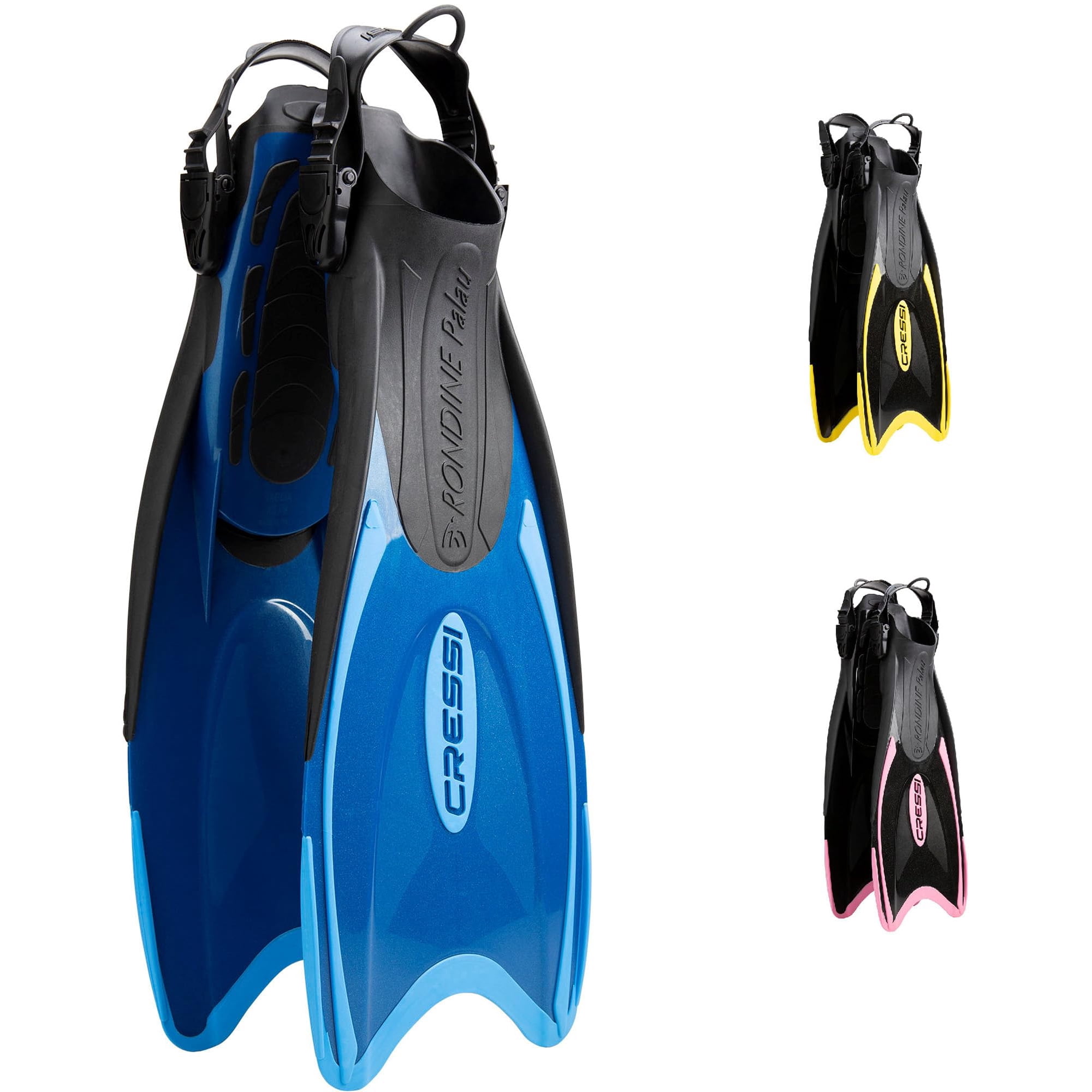 Aletas De Natación Cressi Ajustables Con Tacón Abierto Azules M/l Para Adultos
