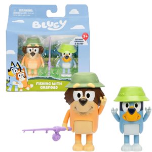 Bluey Pack 2 Figuras Pesca Con El Abuelo Celeste