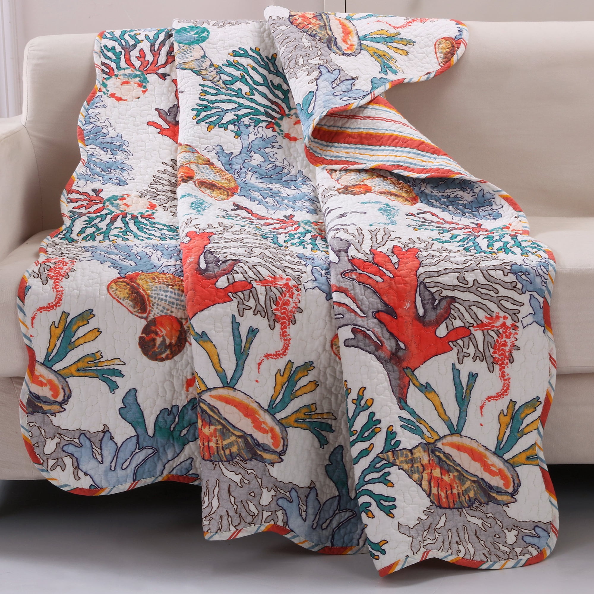 Manta Greenland Home Fashions Atlantis Jade Coral